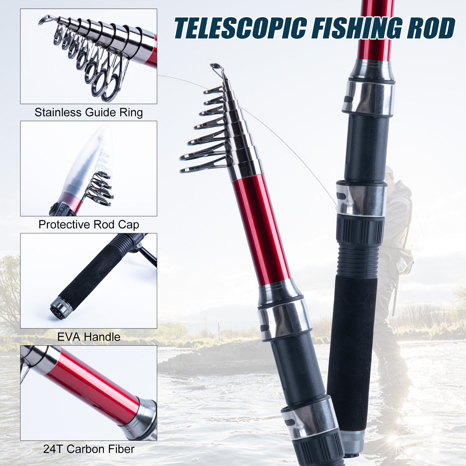 고투어 텔레스코픽 낚싯대 및 릴 콤보, 스피닝 릴, 카 - Fishing Rod Spinning 리뷰 및 가격
